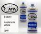 Preview: Suzuki, Avalanche White, QM1: 400ml Sprühdose + 400ml Klarlack - Set, von ATW Autoteile West.